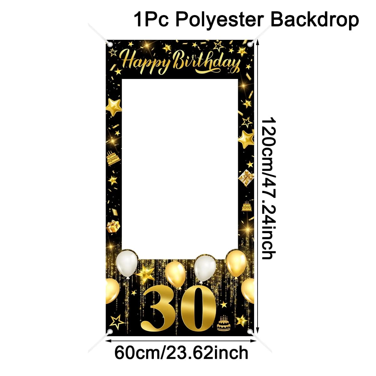 Cadre photo et accessoires de photomaton pour anniversaires 30, 40, 50, 60 ans, noir et or, pour adu
