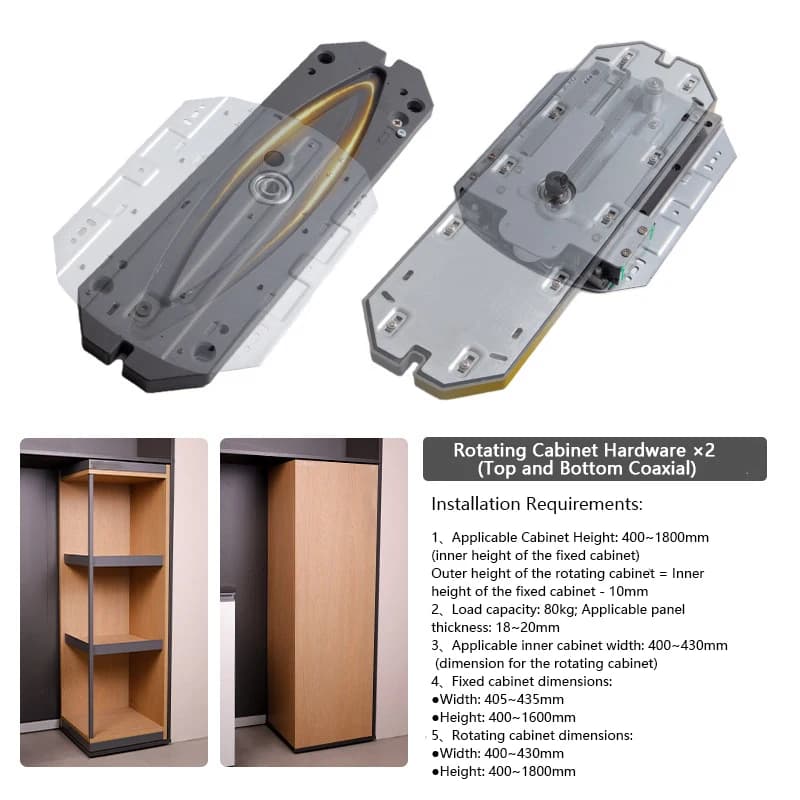 Kit de quincaillerie d'angle multifonctionnel à rotation 360° pour armoire, système push-to-open, av