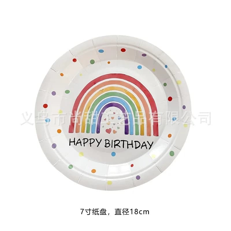 Assiettes jetables Happy Rainbow Birthday, gobelets en papier, vaisselle jetable pour fête, décorati