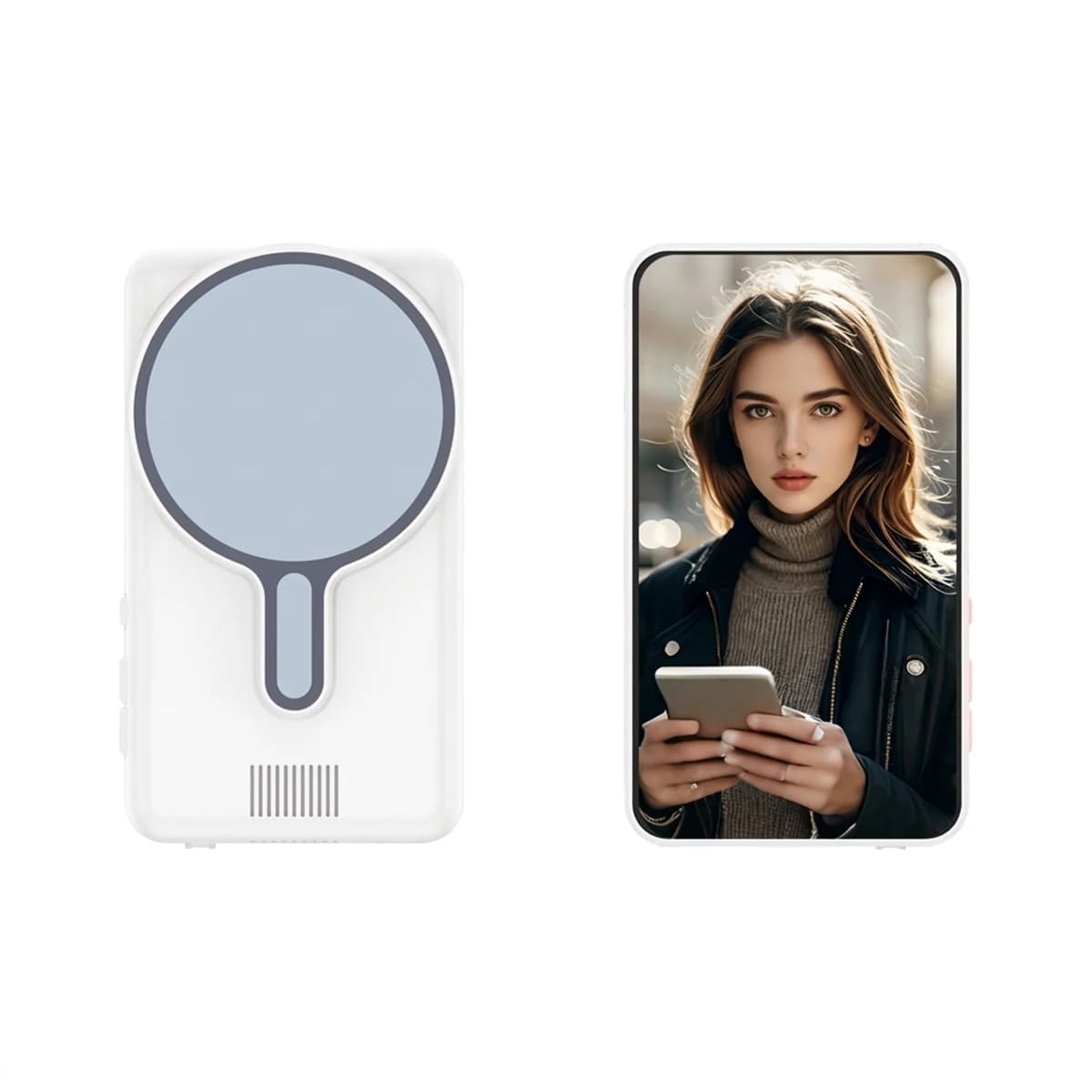 Écran Selfie Amélioré de 4,02 pouces pour iPhone et Android, avec Zoom/Télécommande/Haut-parleur, Éc