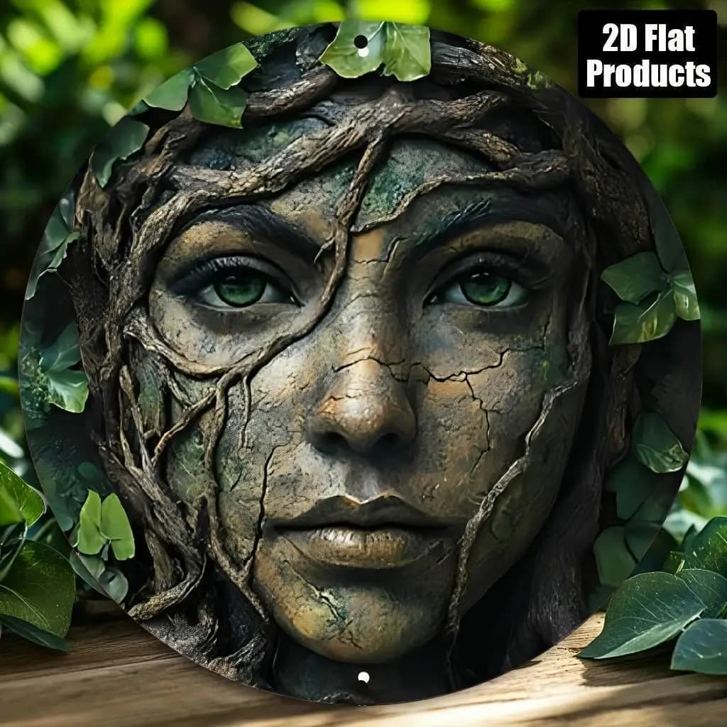 1 décoration murale vintage - Présentant un motif de visage féminin naturel et de feuilles, idéale p