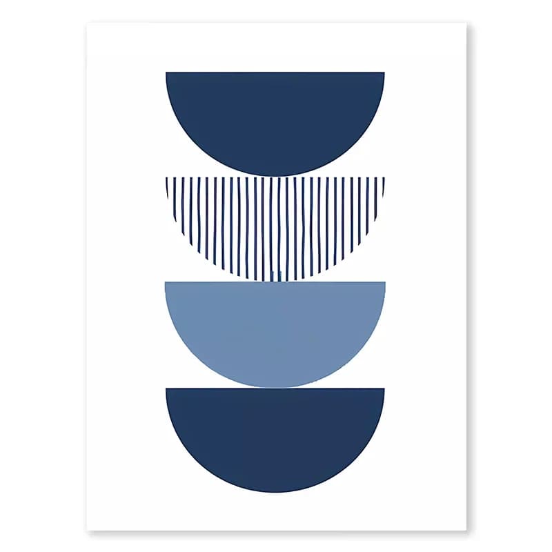 Boho bleu abstrait moderne mur Art impression soleil géométrique ligne feuille toile peinture nordiq