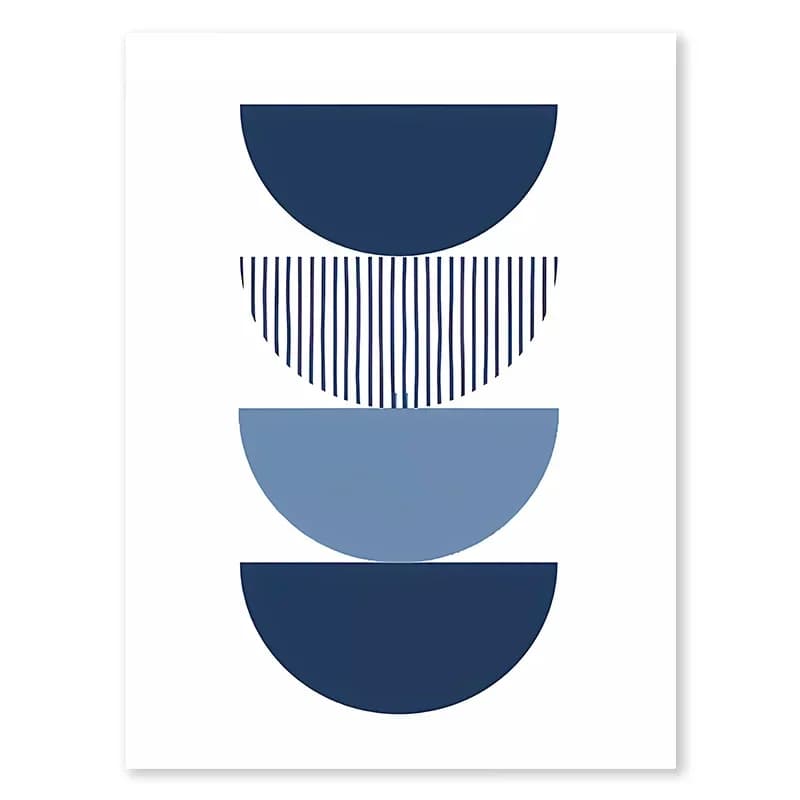 Boho bleu abstrait moderne mur Art impression soleil géométrique ligne feuille toile peinture nordiq