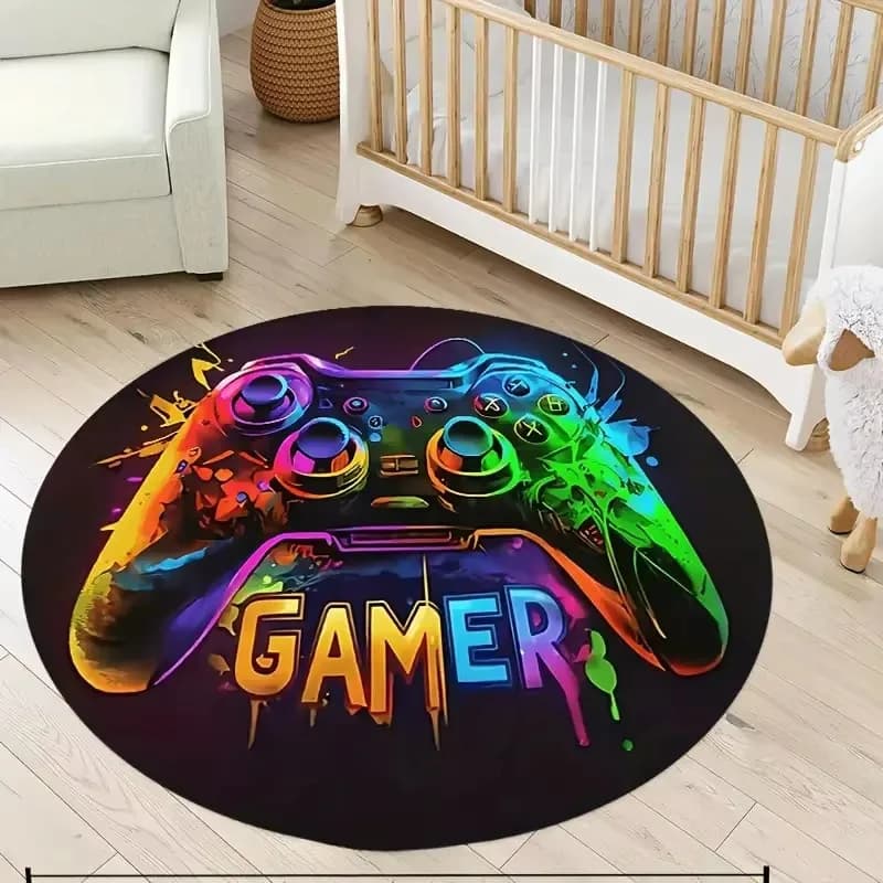 Tapis rond décontracté de jeu pour chambre de garçons, avec contrôleur, Design pour salle de jeux, d