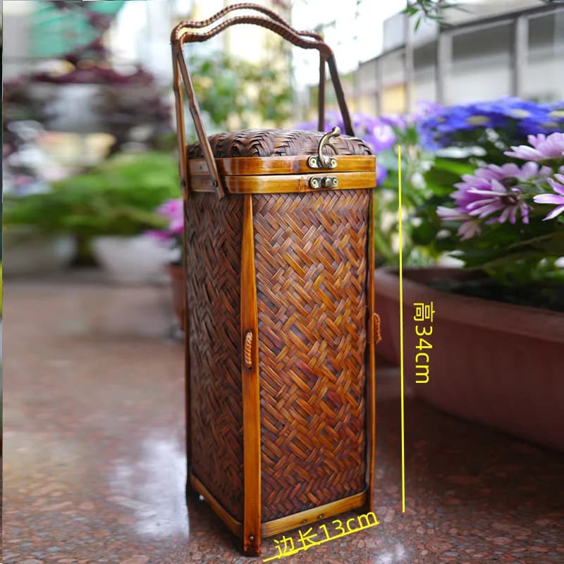 Boîte de rangement de vin rouge tissé en bambou, sac à main de vin, boîte-cadeau Anti-corrosion rési