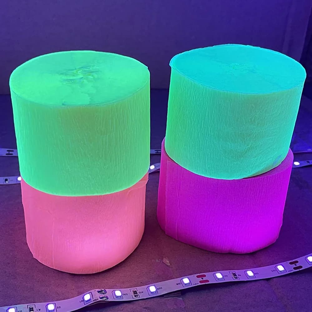Papier néon structurels ent réactif UV, banderoles de fête Blacklight, papier pansement scintillant,