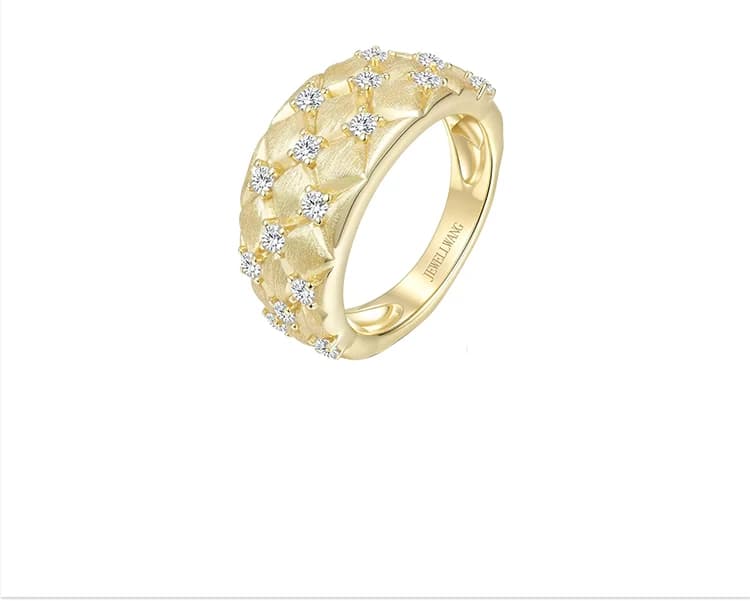 Bague JEWELLWANG en saphir blanc au design rétro, motif géométrique, artisanat de luxe, pour soirée,