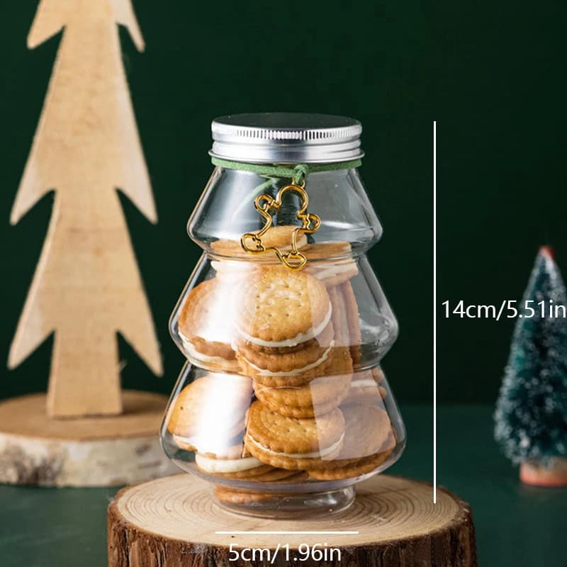 Bocal à Bonbons en Forme d'Arbre de Noël pour Enfant, Boîte Décorative de 500ml, pour Bonbons, Biscu