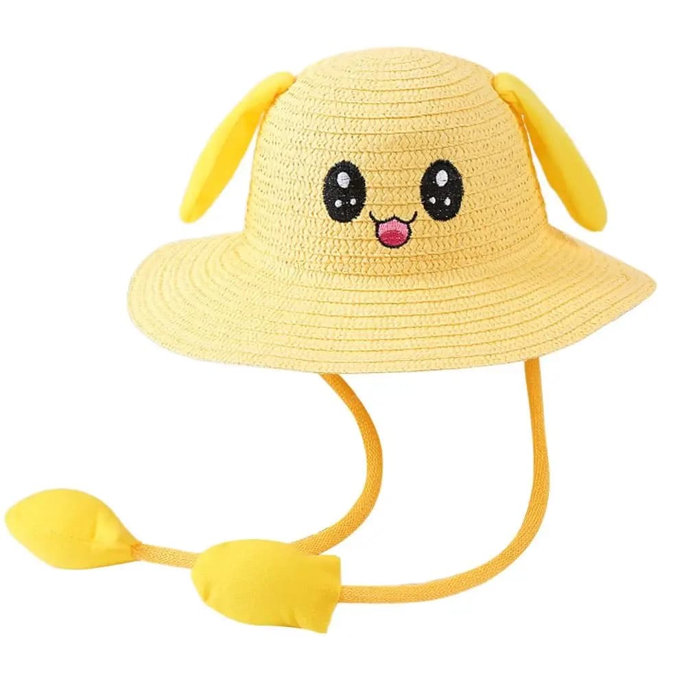 Chapeau de paille respirant avec oreilles mobiles, chapeau de plage à large bord, chapeau de soleil,