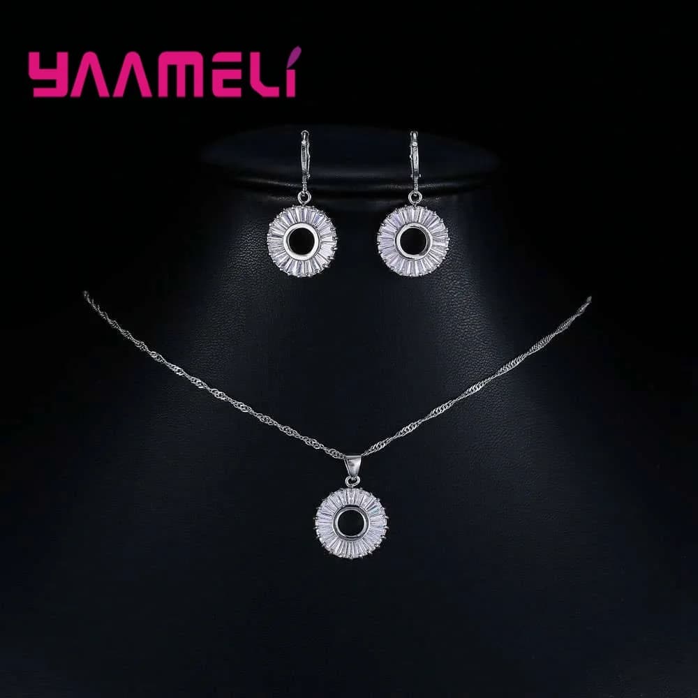 Ensemble de bijoux de luxe en argent 925 pour femme, collier estampillé, boucle d'oreille, cerceau, 