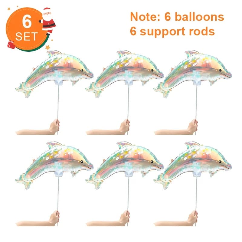 6 ballons dauphins colorés, ballons d'anniversaire, fournitures de fête, décorations de Noël, équipé