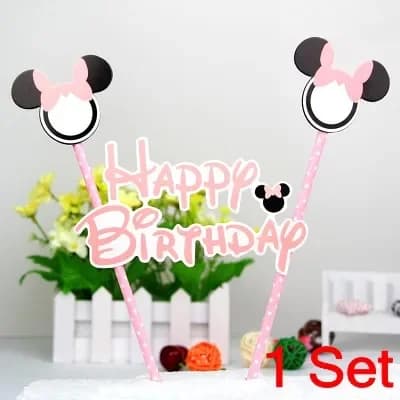 Bougies de gâteau inspirées de Minnie, papillon rose Disney, Mickey Minnie, 0-9 nœuds, cadeau d'anni