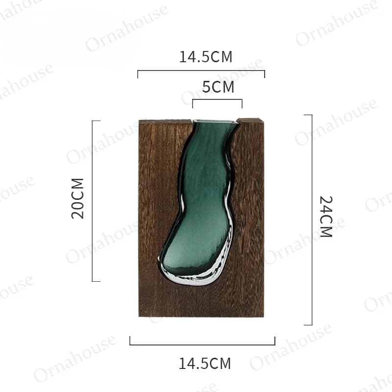 Vase en verre Transparent pour la décoration de la maison, créatif nordique, bois massif, Design d'h