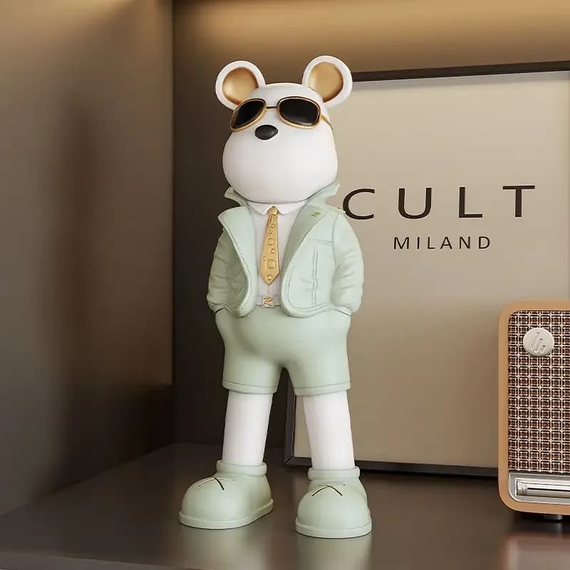 Statue d'ours Sunnies créatives, décoration de Table, Figurines d'animaux, cadeau artisanal en résin
