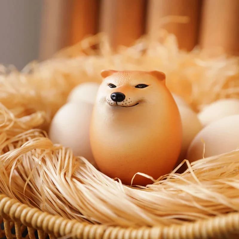 Décorations créatives en forme d'oeuf Shiba Inu pour la maison et le bureau, chien et oeuf, figurine