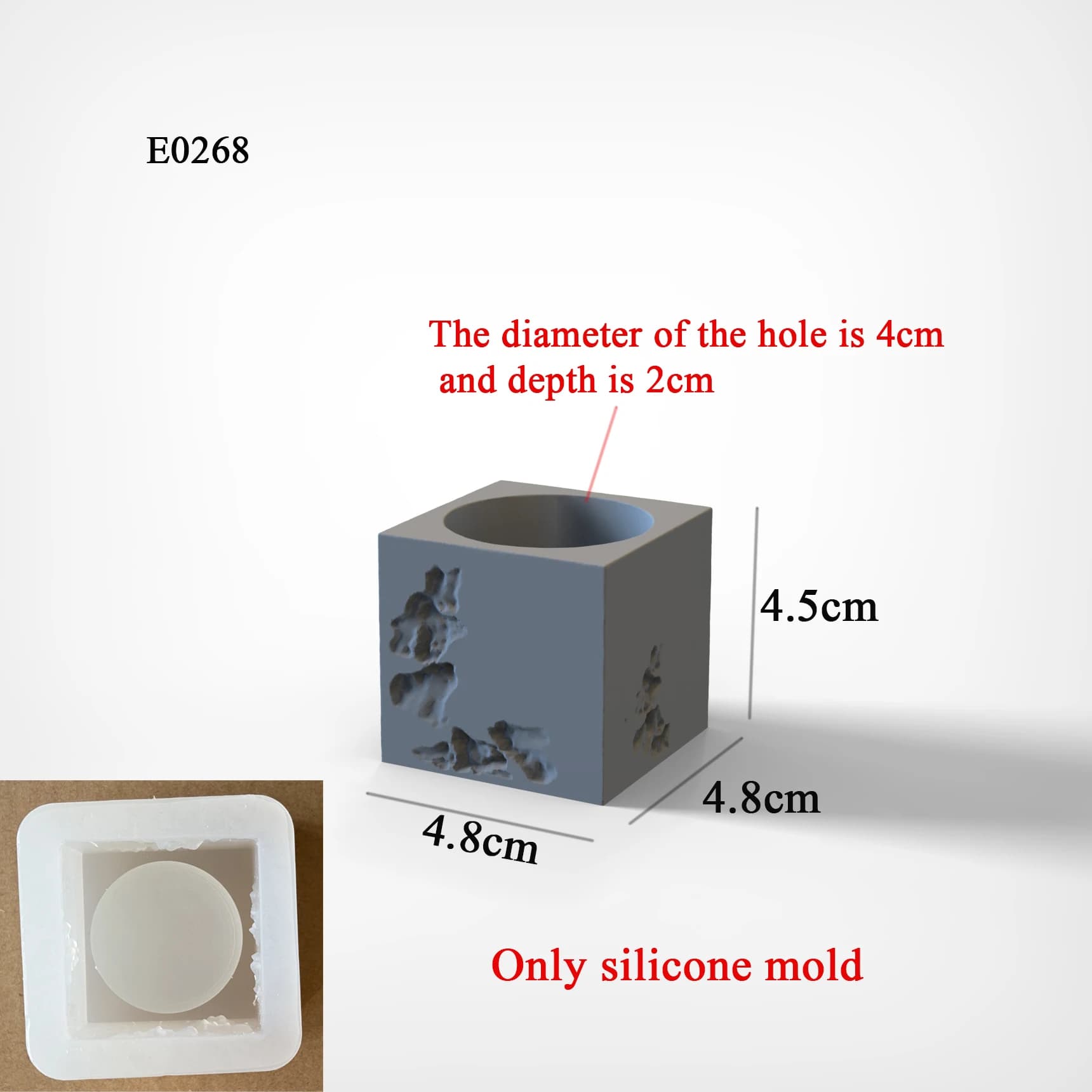 Moule carré en Silicone à Texture de roche, pour béton, ciment, bougie chauffe-plat, artisanat de dé