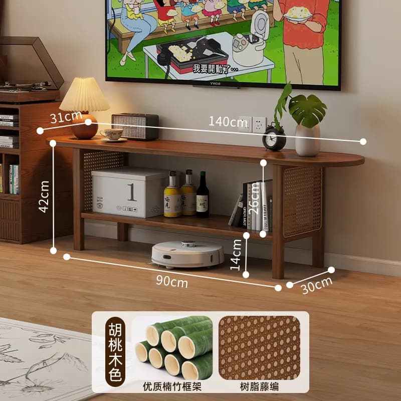 Meuble TV design moderne, esthétique vintage, meuble TV bas, salon, minimaliste, mueble para televis