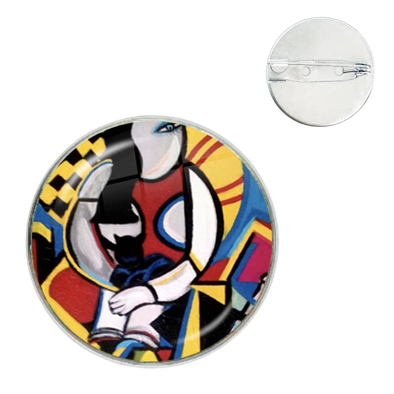 Broches de peinture d'art abstrait Picasso, cabochon breton en verre, épingles de collier, badge pou