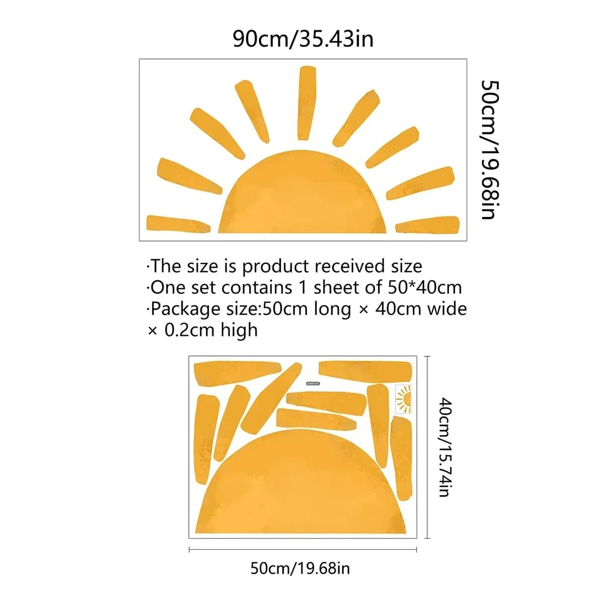 Boho soleil lever du soleil aquarelle autocollant mural vinyle chambre de bébé salon pépinière Art d