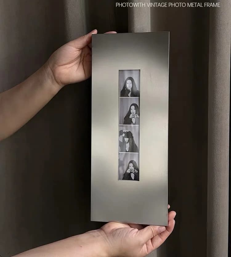 Cadre photo métallique rétro Bauhaus, tableau mural quatre panneaux pour photos instantanées, peintu
