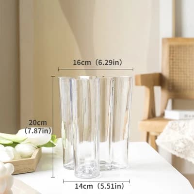 Vase en verre transparent irrégulier créatif, décoration de maison, style INS