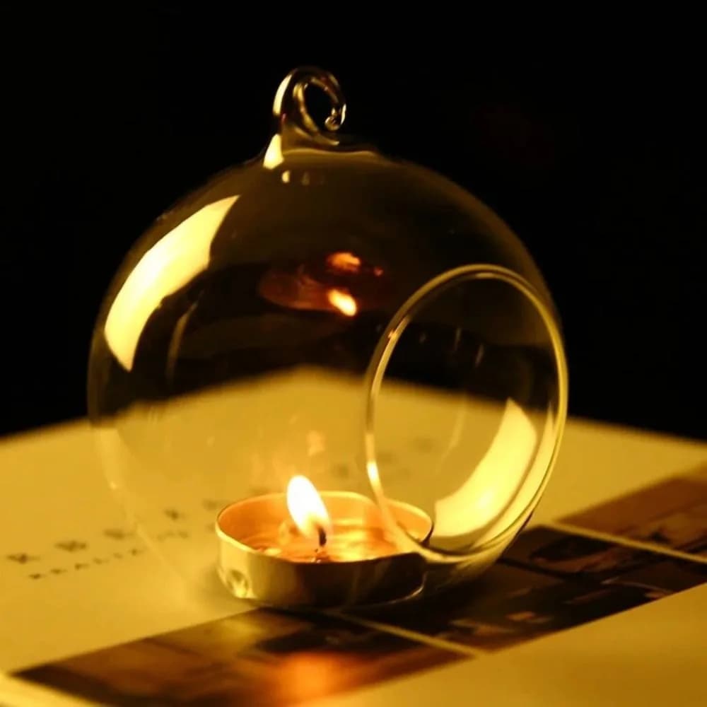 Boule creuse en verre pour bougie, support de bougie suspendu résistant à la chaleur, bougeoir de ma