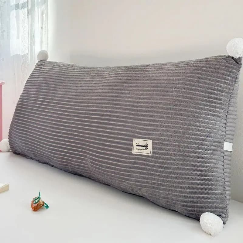 Coussin de tête de lit en velours magique amovible et lavable, joli oreiller de canapé Long avec bou