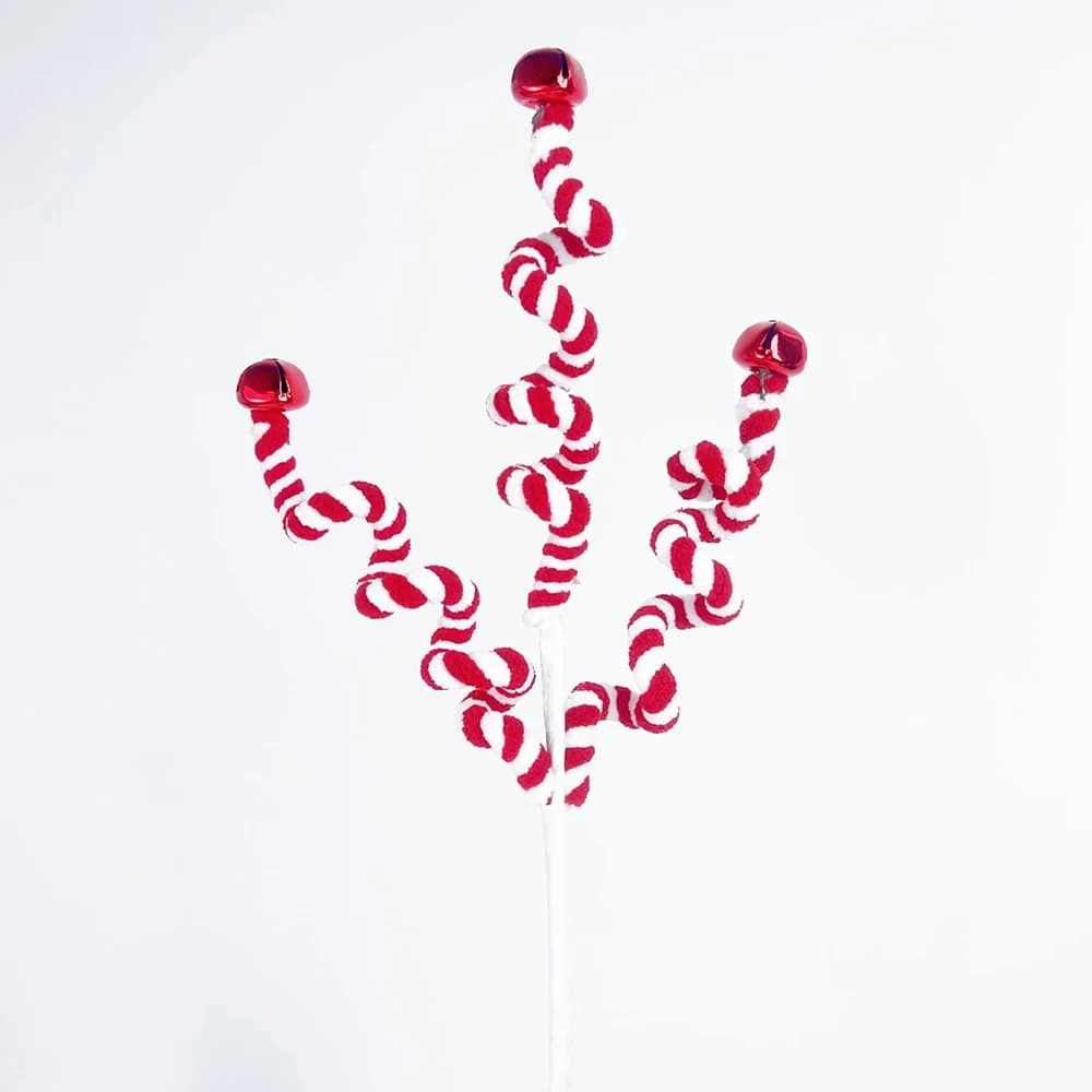 Cloches en laine bouclées pour décoration d'arbre de Noël, branches de sélection, ornements de Noël,