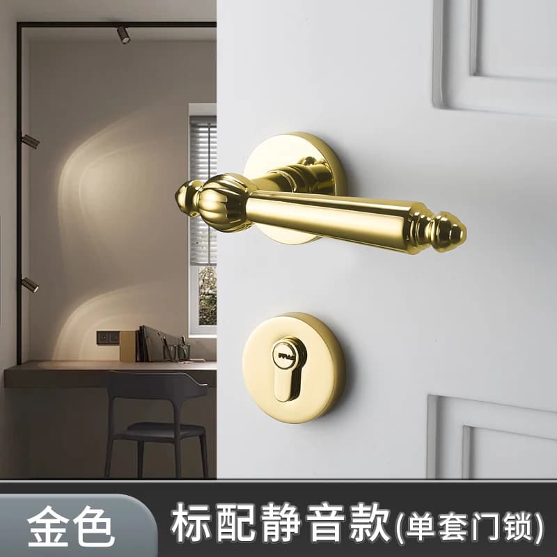 Serrure de porte intérieure en bois de style français, serrure de porte de chambre, serrure à poigné