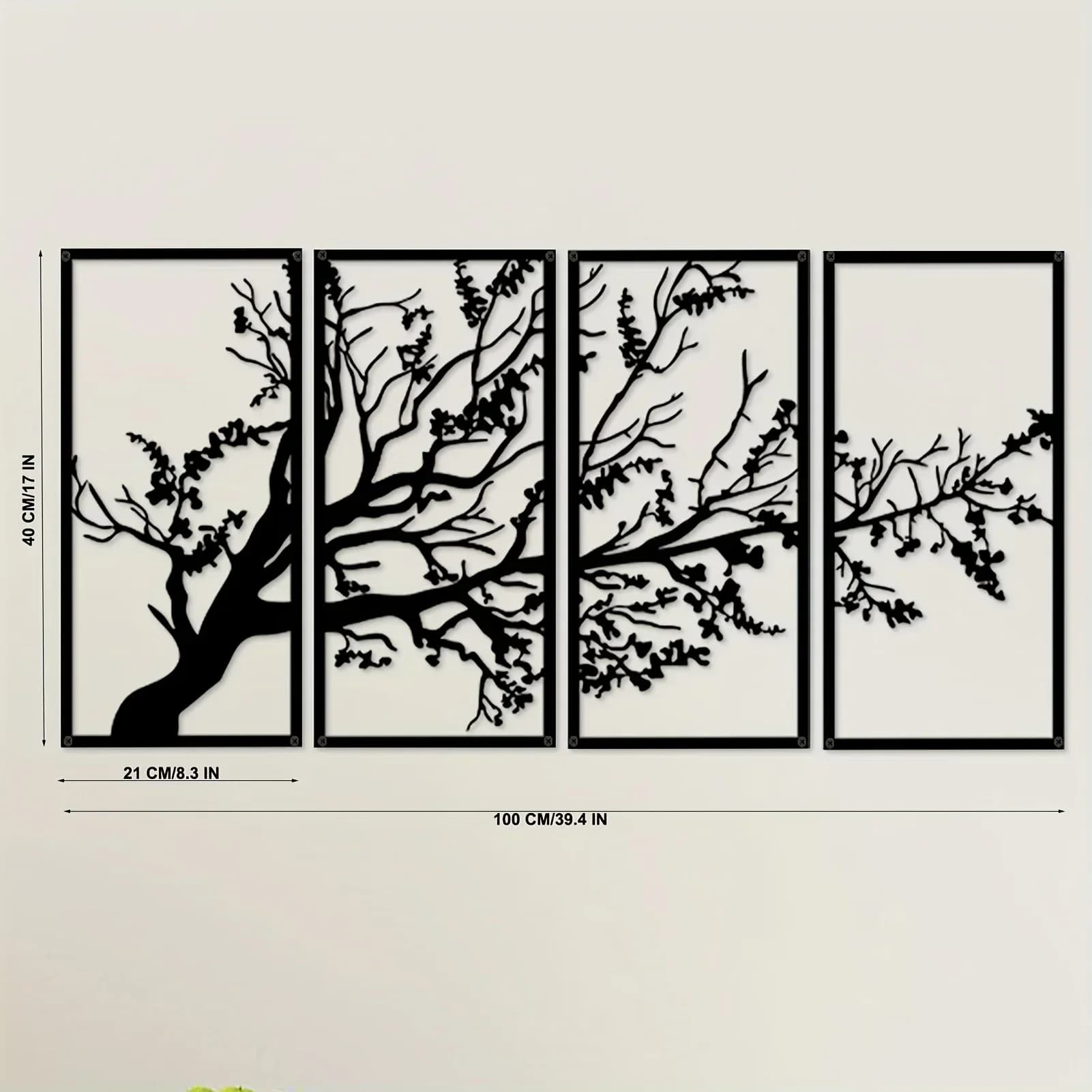 Ensemble d'art mural en métal pour la décoration intérieure et les espaces modernes, magnifique arbr