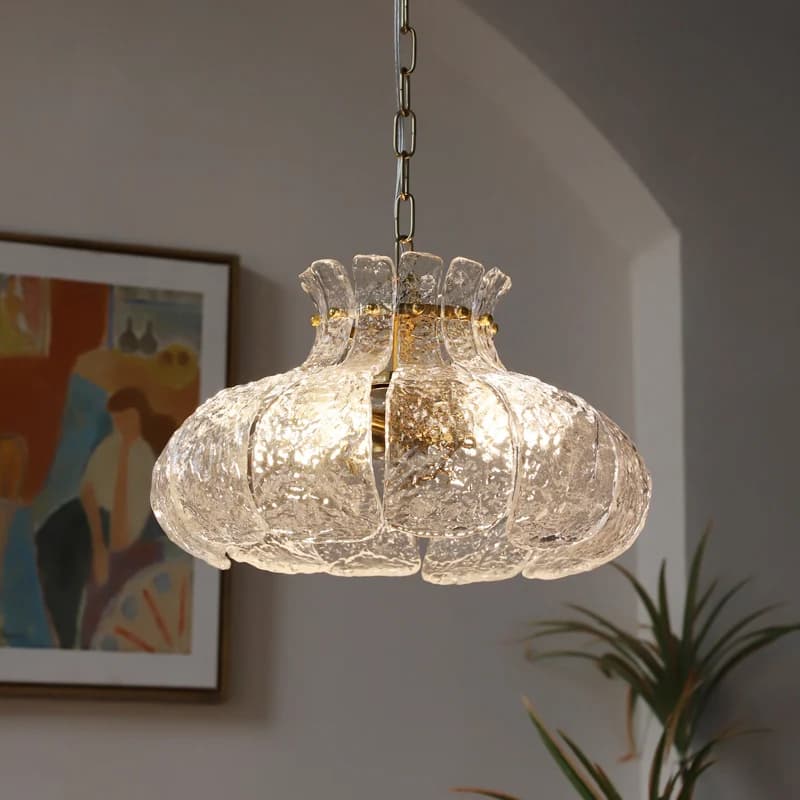 Vintage lce Verre Fondu fleur suspension lampe art murano lampe Salle à manger française lampe pour 