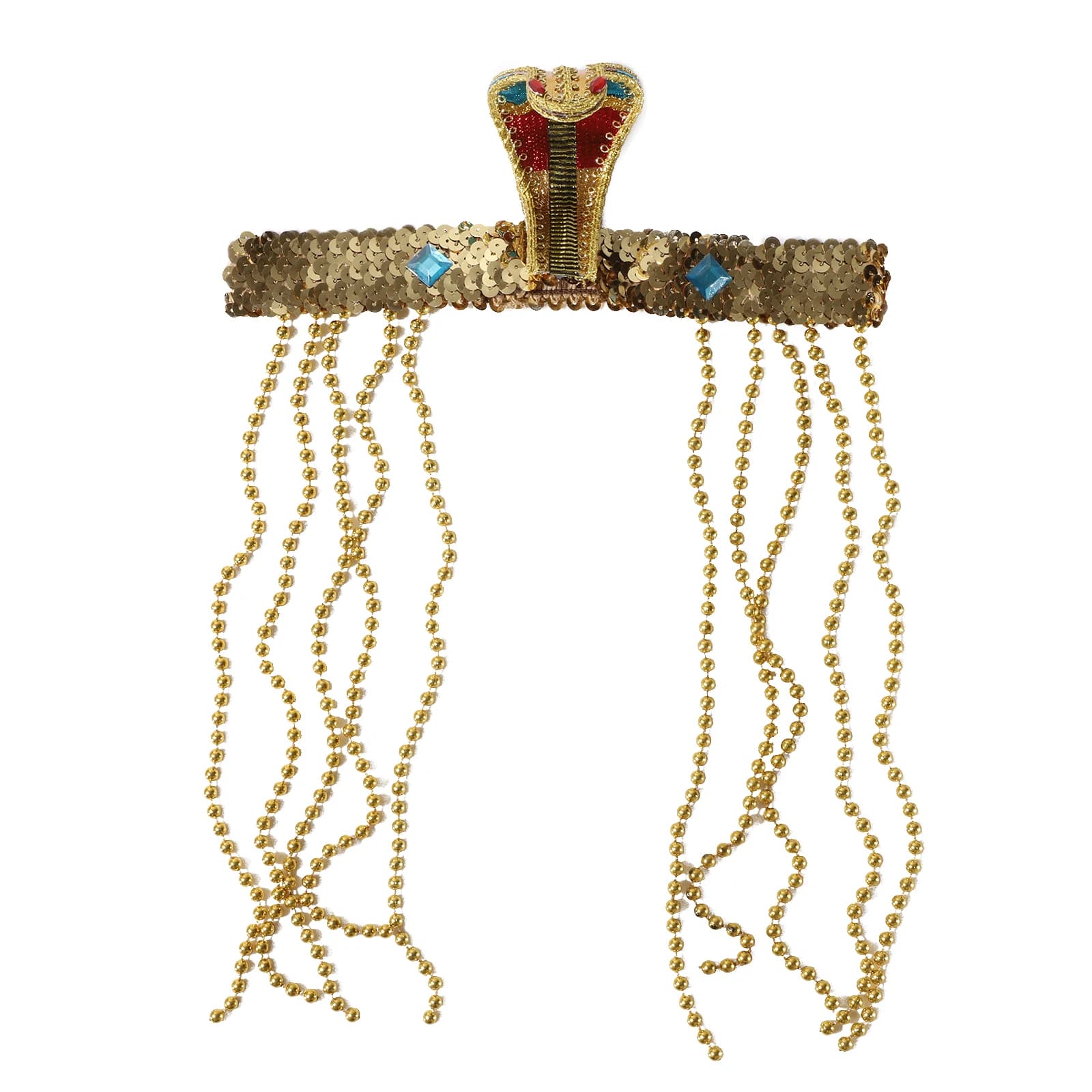 Couvre-chef de Cosplay cléopâtre pour femmes, Halloween, egypte ancienne, perles elapides, paillette