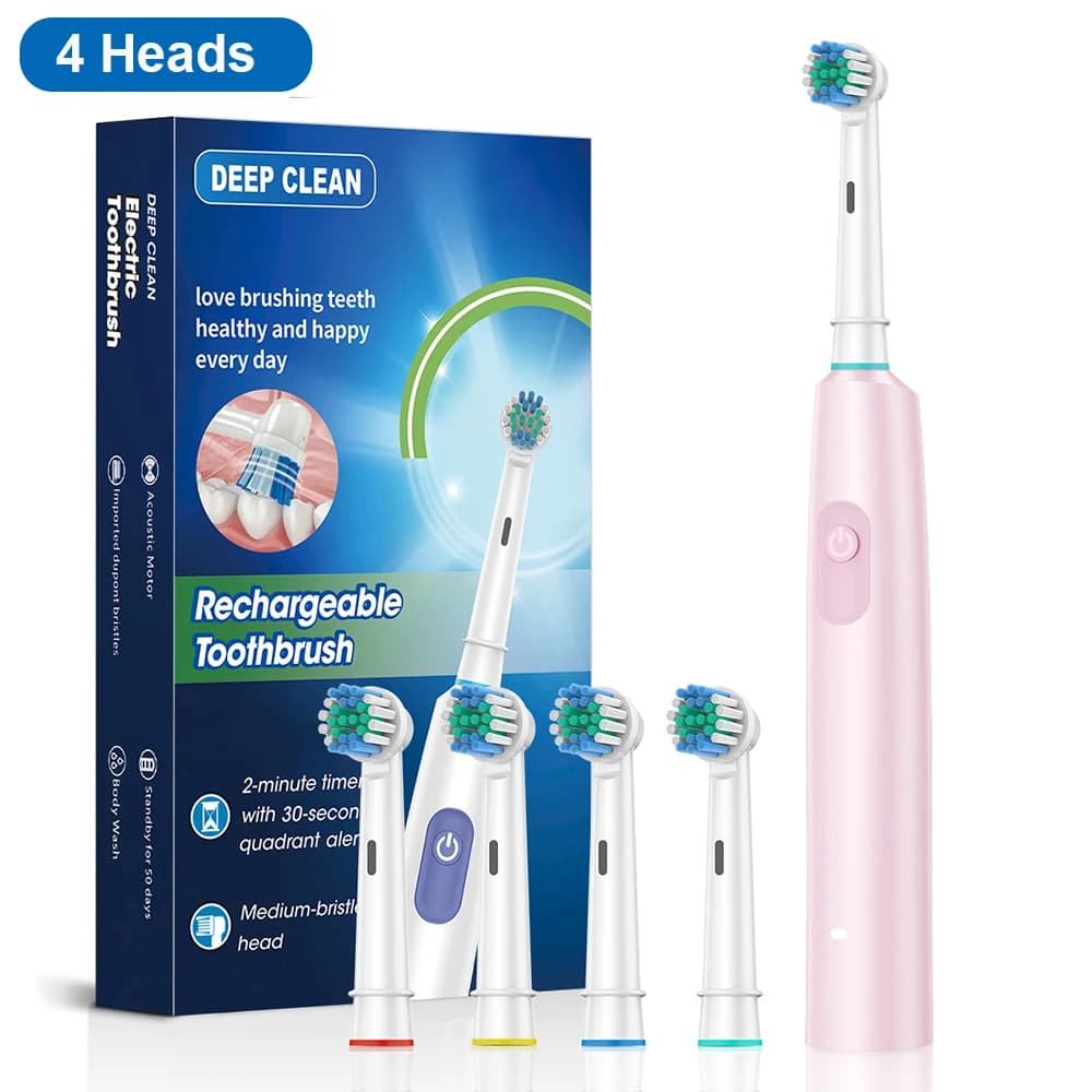 Brosse à dents électrique, nettoyage en profondeur, blanchiment des dents pour adulte, Rotation, bro