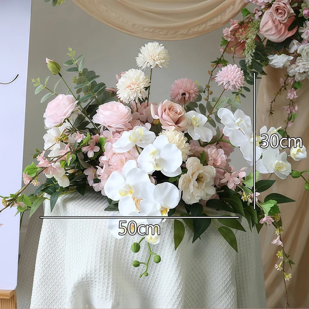 Feuille d'eucalyptus romantique Rose vert, rangée de fleurs suspendues, arc de mariage, décor de pla