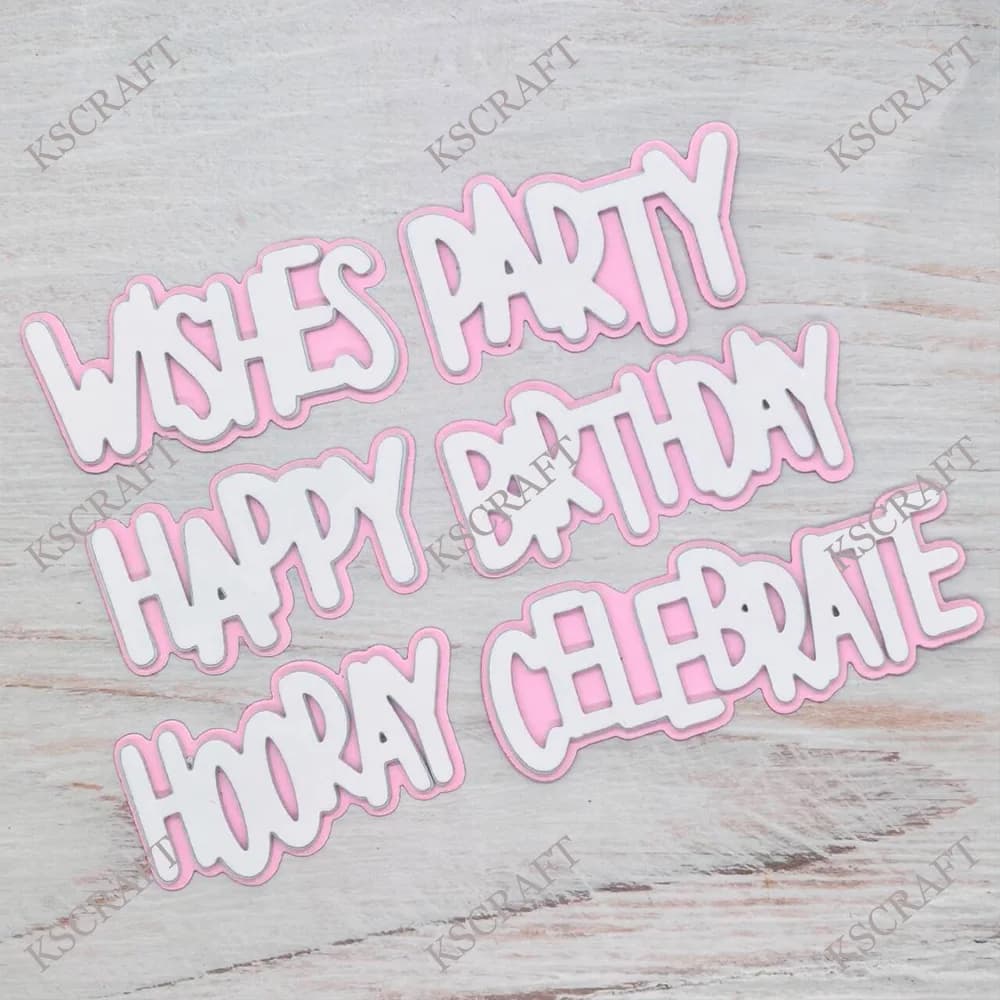 KSCRAFT – matrices de découpe et pochoirs pour mots d'anniversaire audacieux, pour scrapbooking, gau