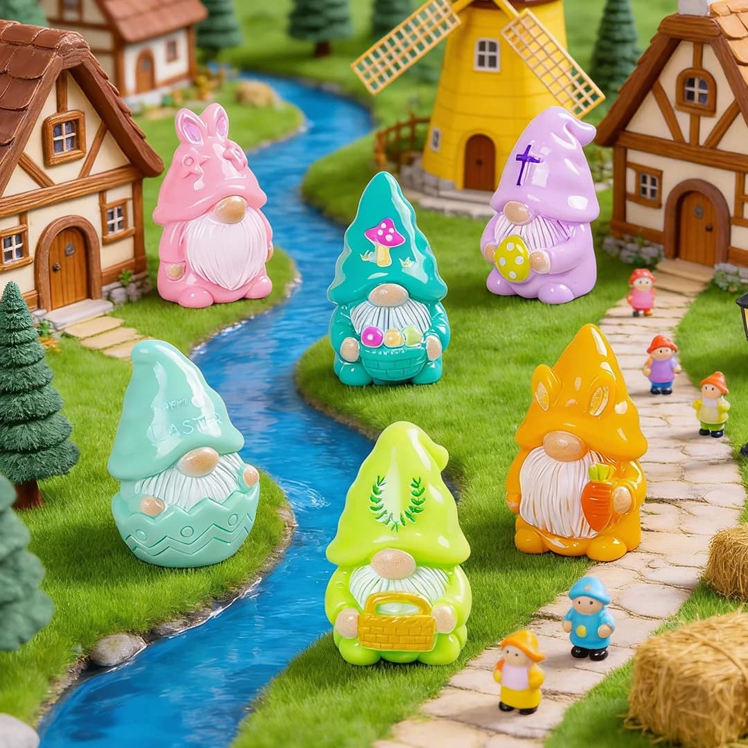 30 figurines de gnomes de Pâques miniatures et mignonnes en résine pour la décoration de paysages fé