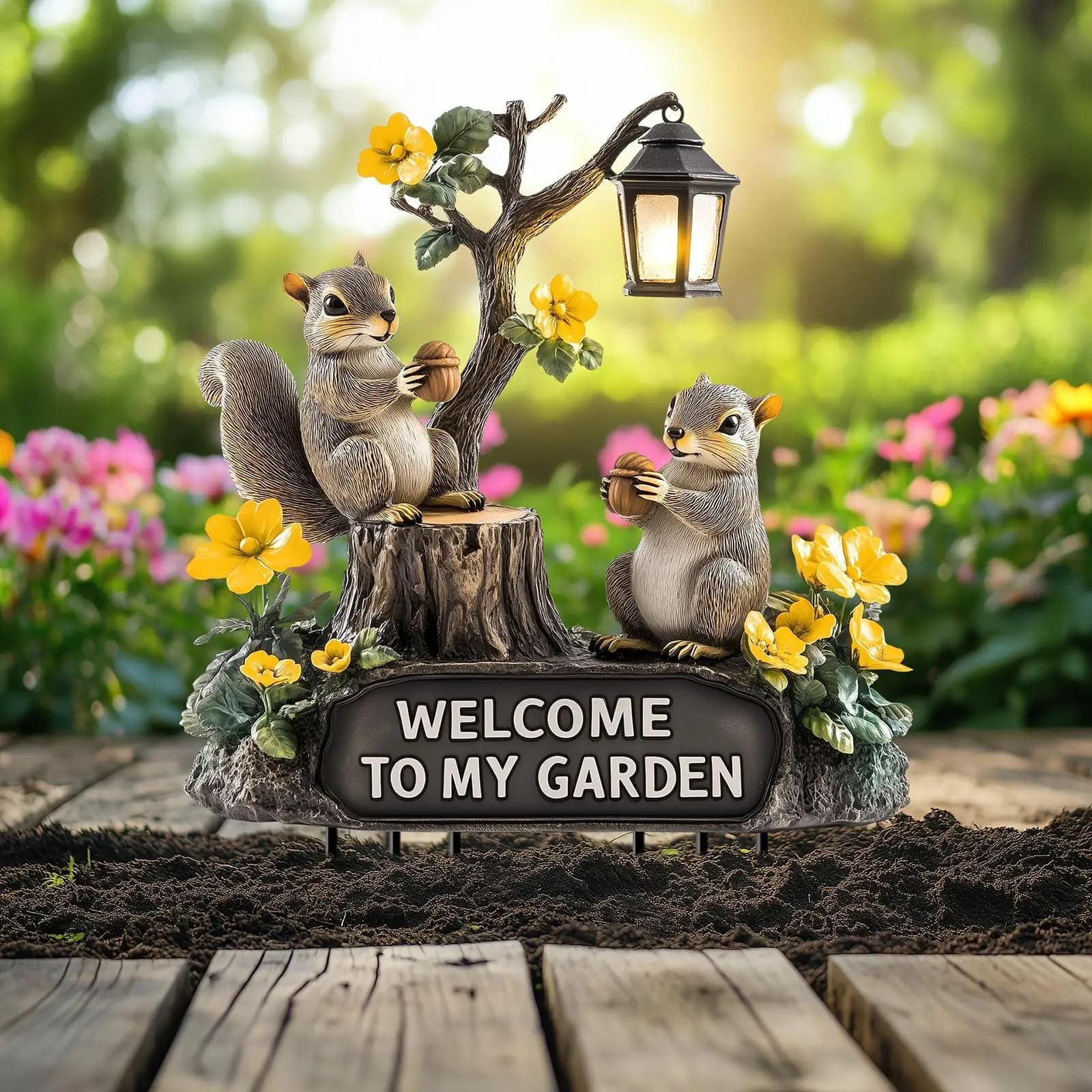 Piquet de jardin décoratif d'écureuil, Pot de jardinière 2D, décor pour cour de bonsaï