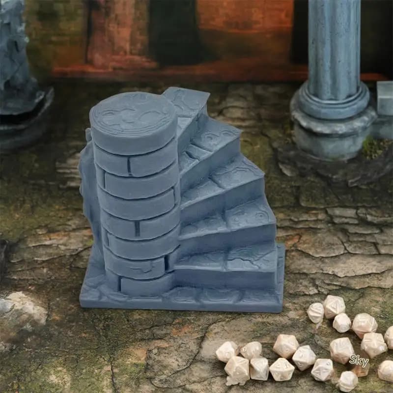 Ornement d'escalier funéraire imprimé en 3D, miniature de paysage ruineux, décoration de bureau, mod