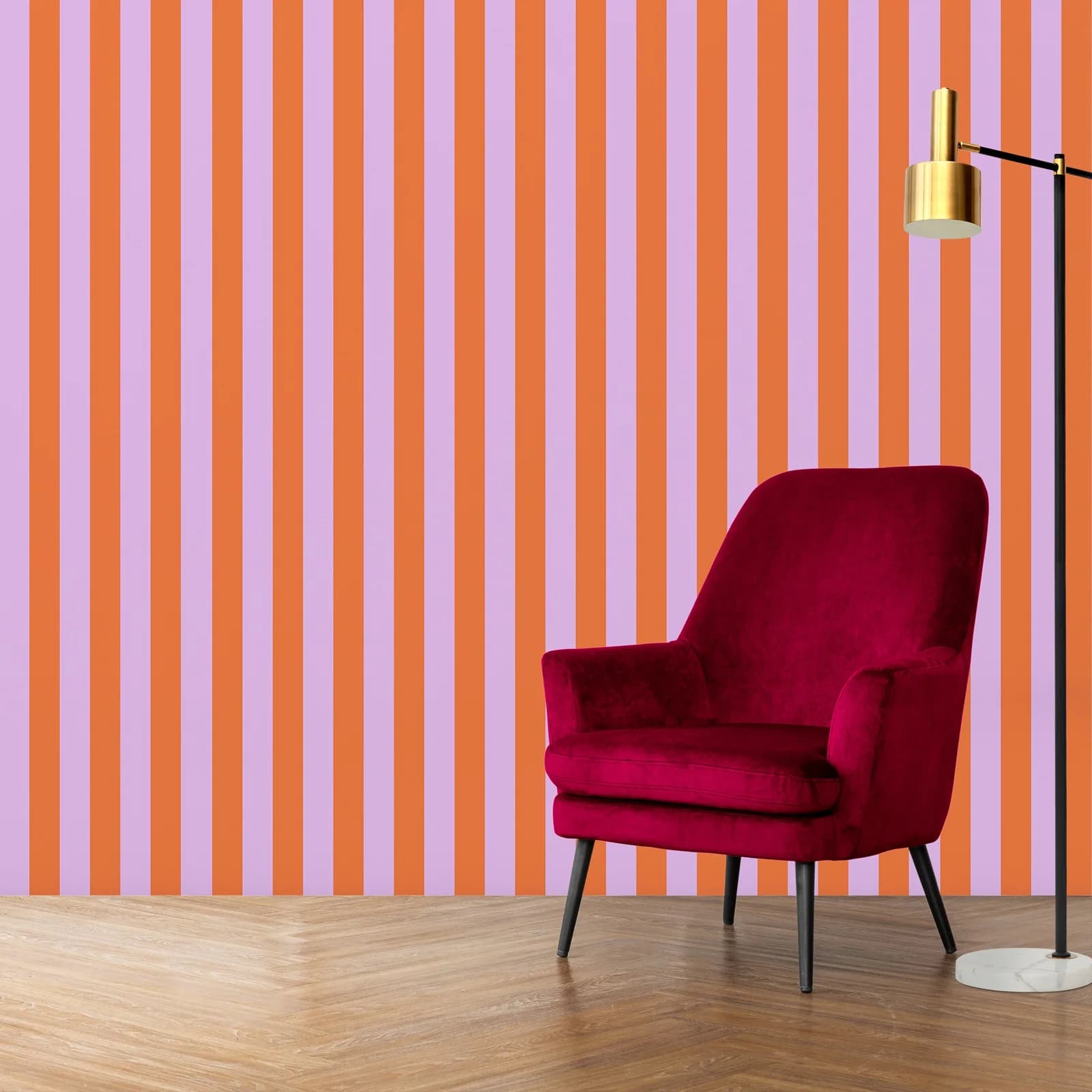 Papier peint à rayures violettes et orange, papier peint moderne à décoller et à coller, papier pein