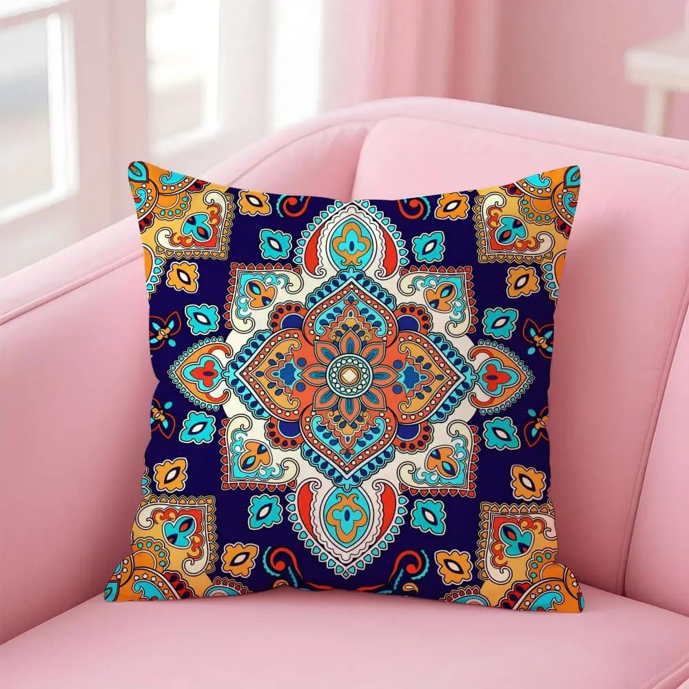 Housse de coussin décorative ethnique bohème en lin, housse de coussin douce pour canapé, décoration