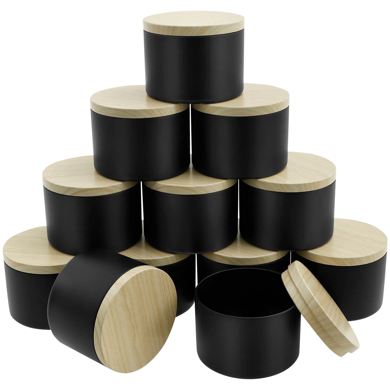 Boîtes à bougies rondes vides de 8oz avec couvercles, Kit de 12 pièces pour bougies en vrac, contene
