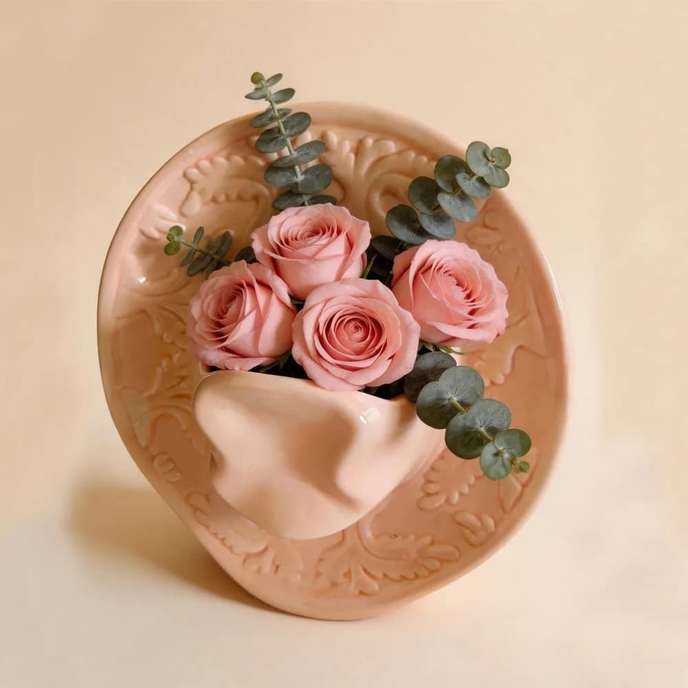 Vase chapeau de cowboy minimaliste unique, style western moderne, récipient à fleurs fait main, orne