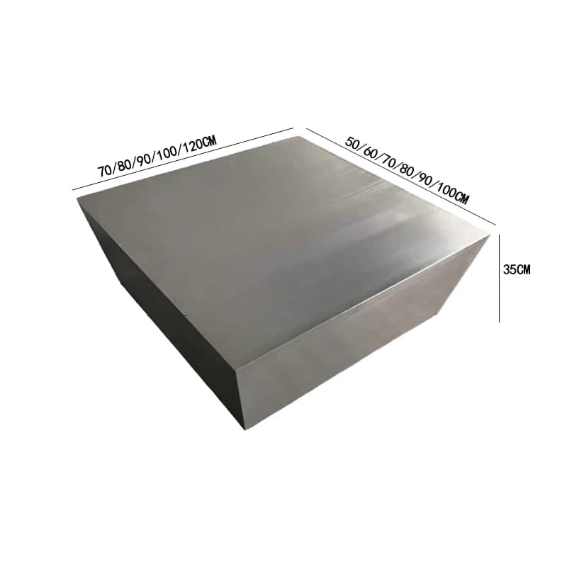 Table basse italienne durable minimaliste en acier inoxydable massif avec finition mate brossée pour
