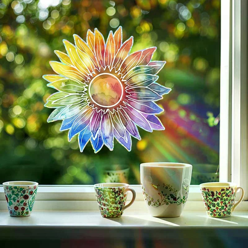 Autocollants décoratifs adhésifs pour la maison, attrape-soleil en forme de tournesol, autocollants 