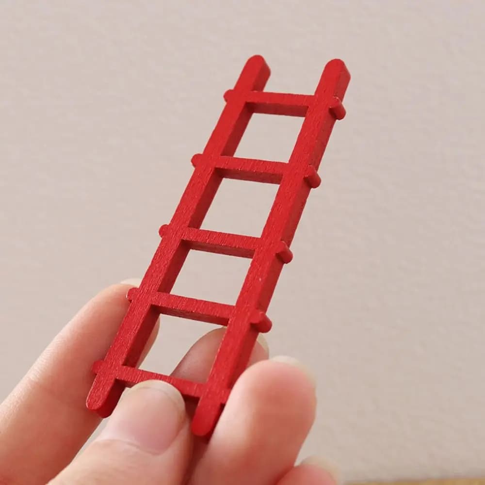 Mini-échelle en bois pour maison de poupée, modèle miniature DIY rouge et blanc, escalier créatif en