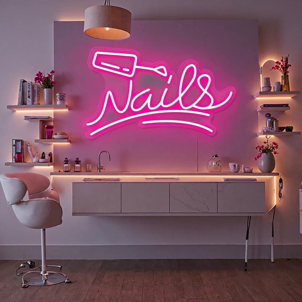 Ongles enseigne au néon Salon de beauté décoration LED néon pour magasin de manucure magasin de beau