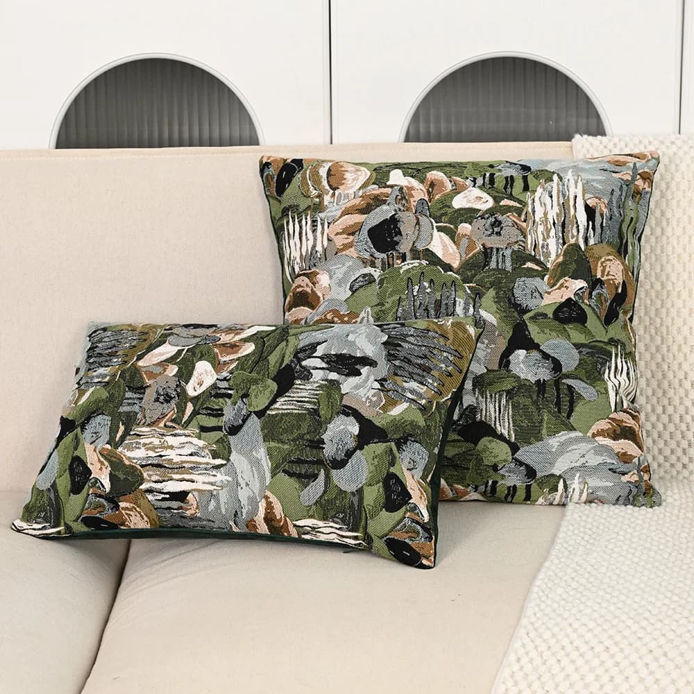 Housse de coussin de luxe en Imitation laine, taie d'oreiller en Jacquard tissé vert forêt, décorati