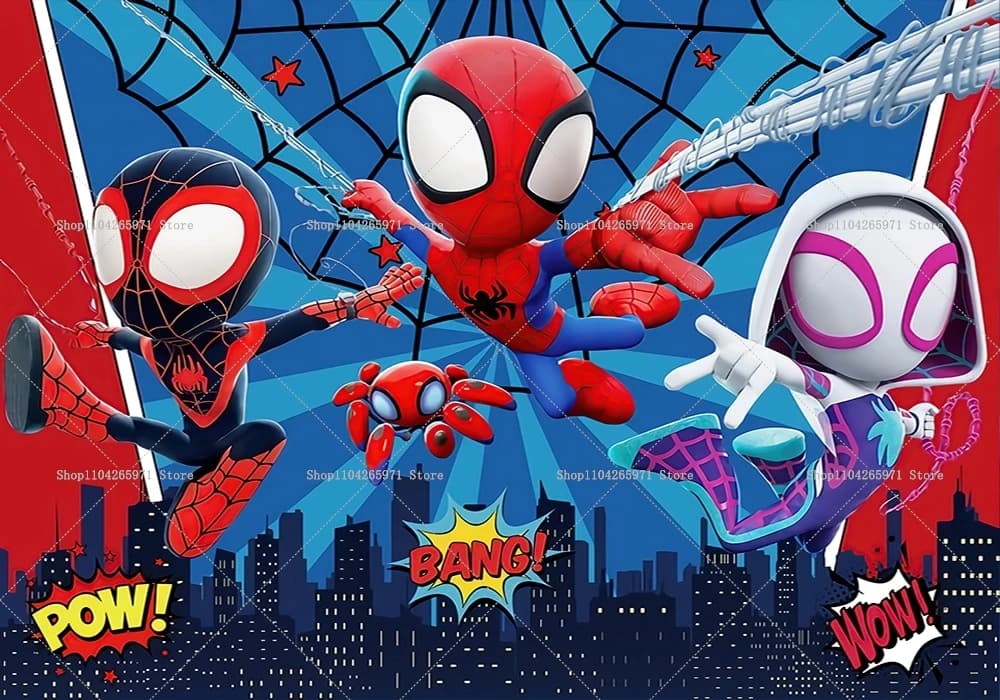 Toile de fond à thème Spidey et ses amis extraordinaires, bannière de fond photo pour enfants super-