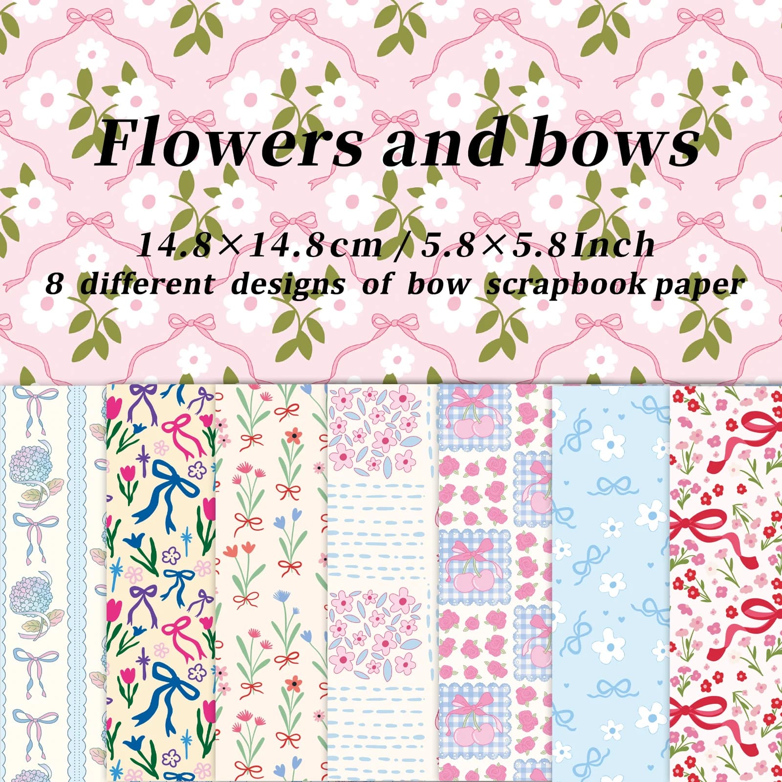 Ruban à nœud et papier artisanal décoratif Floral, 8 feuilles, plat plié pour anniversaire, mariage,