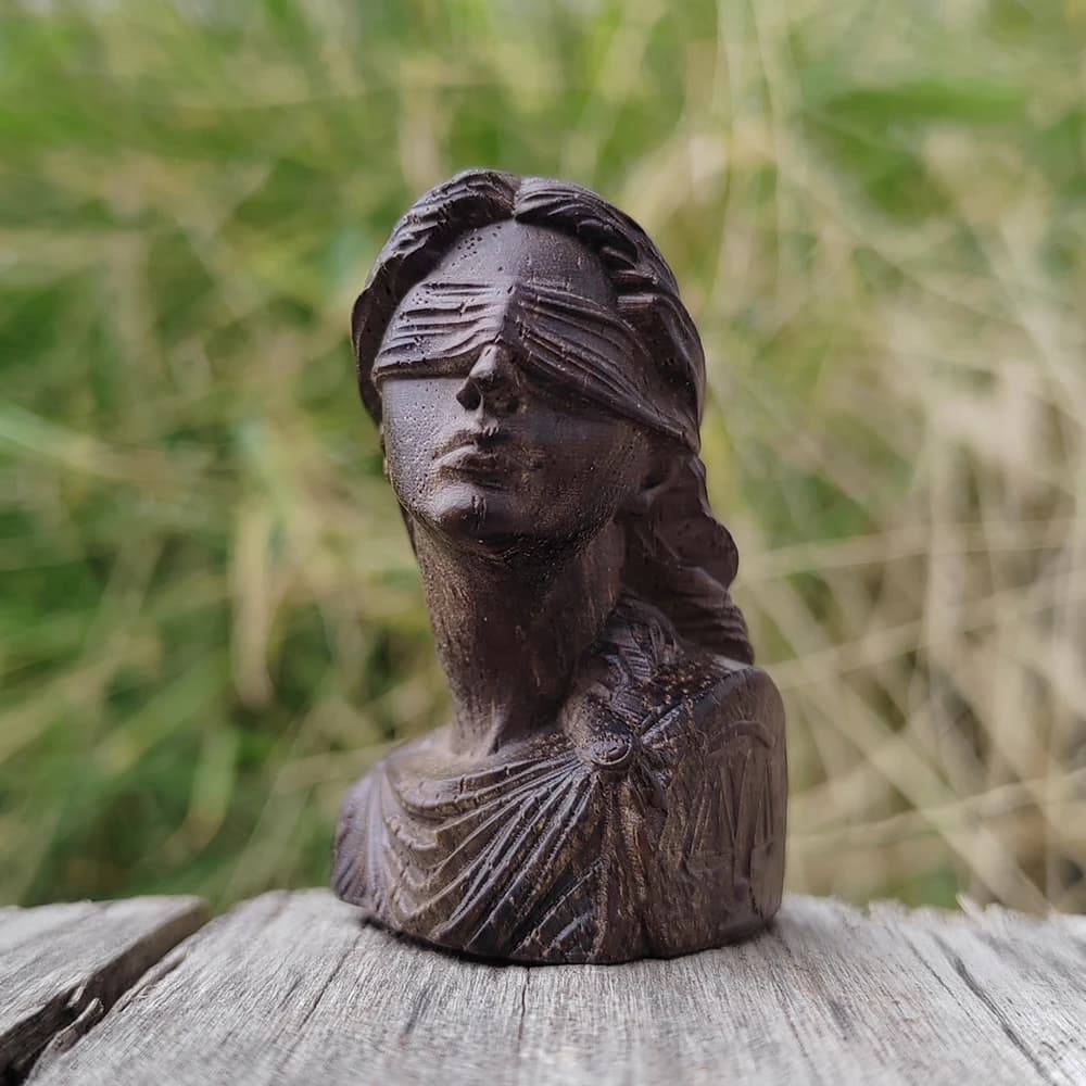 Statue en bois sculptée à la main de 1,8 pouce de la déesse de la justice Thémis, style classique, i